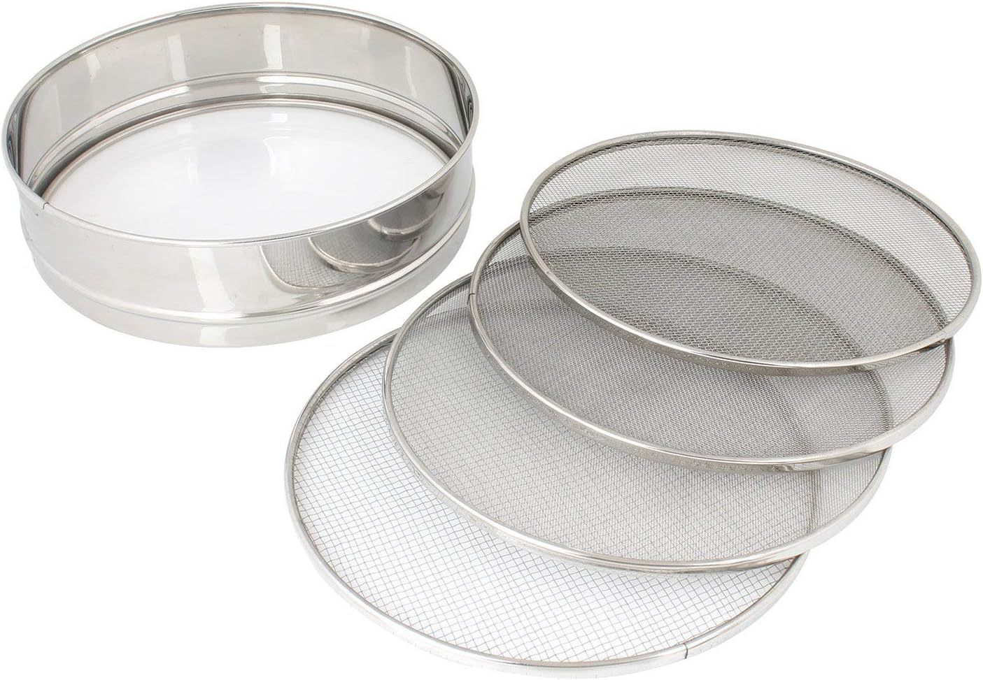 Sanman Stainless Steel Folding Chalni with 4 Screens Net, Jaali Channi Atta Strainer