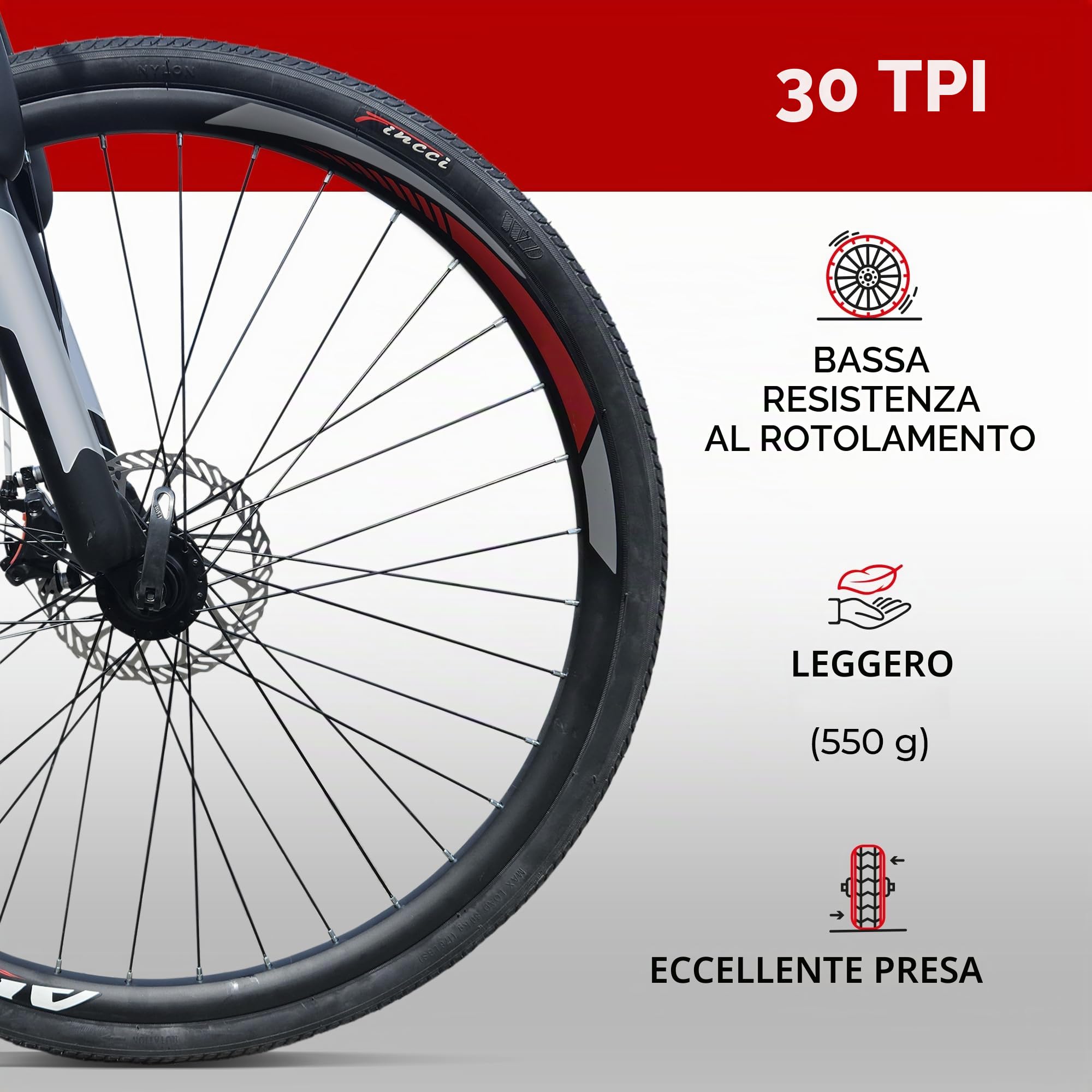 Fincci Slick Copertoni Bici 26x1.50 Pollici - Lisci Pneumatico 26 per la guida di una bici da città - Gomme 40-559 per Strada bicicletta, City, Bici elettrica - Adatto per ruote 26 and bicycle 26"