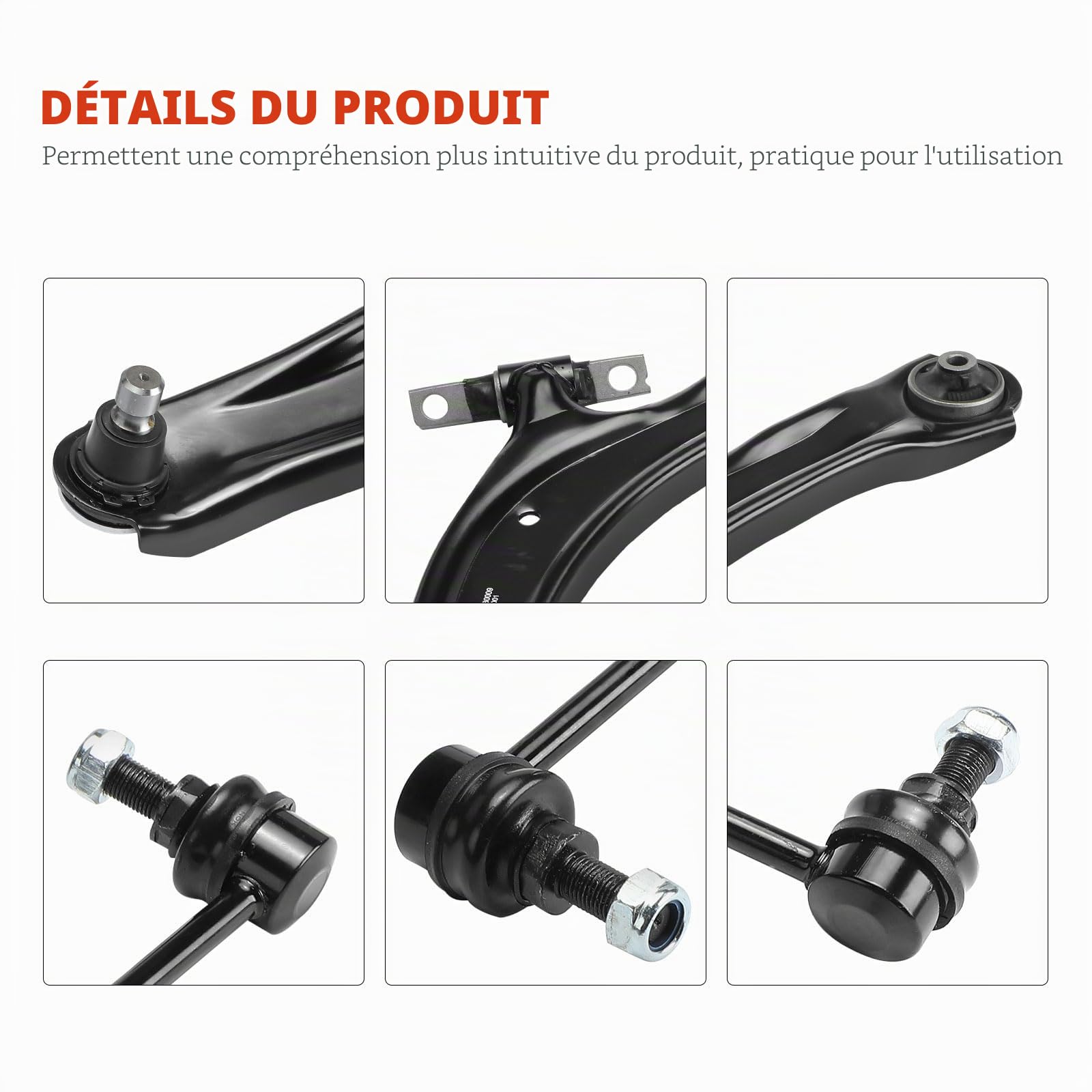Frankberg 4x Bras de suspension Biellettes de Barre stabilisatrice Avant