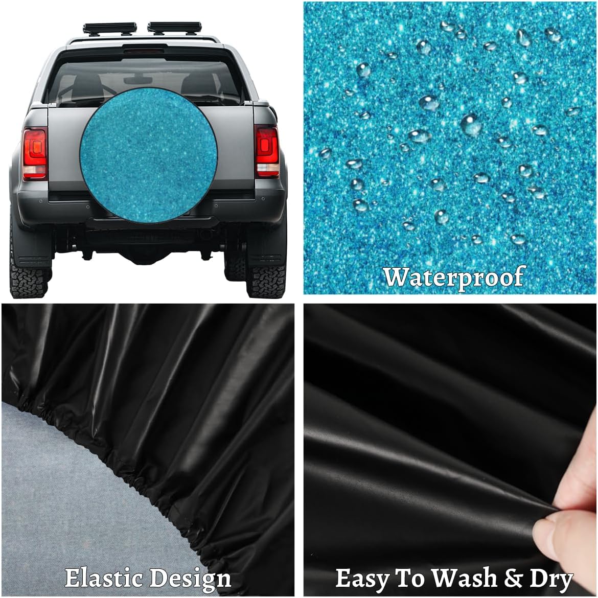 Glitter Galaxy Star Tire Covers Portable Spare Tire Cover Soft Durable Waterproof Dustproof Set of 4 Bags 14 Inches for Car Truck SUV Trailer Camper