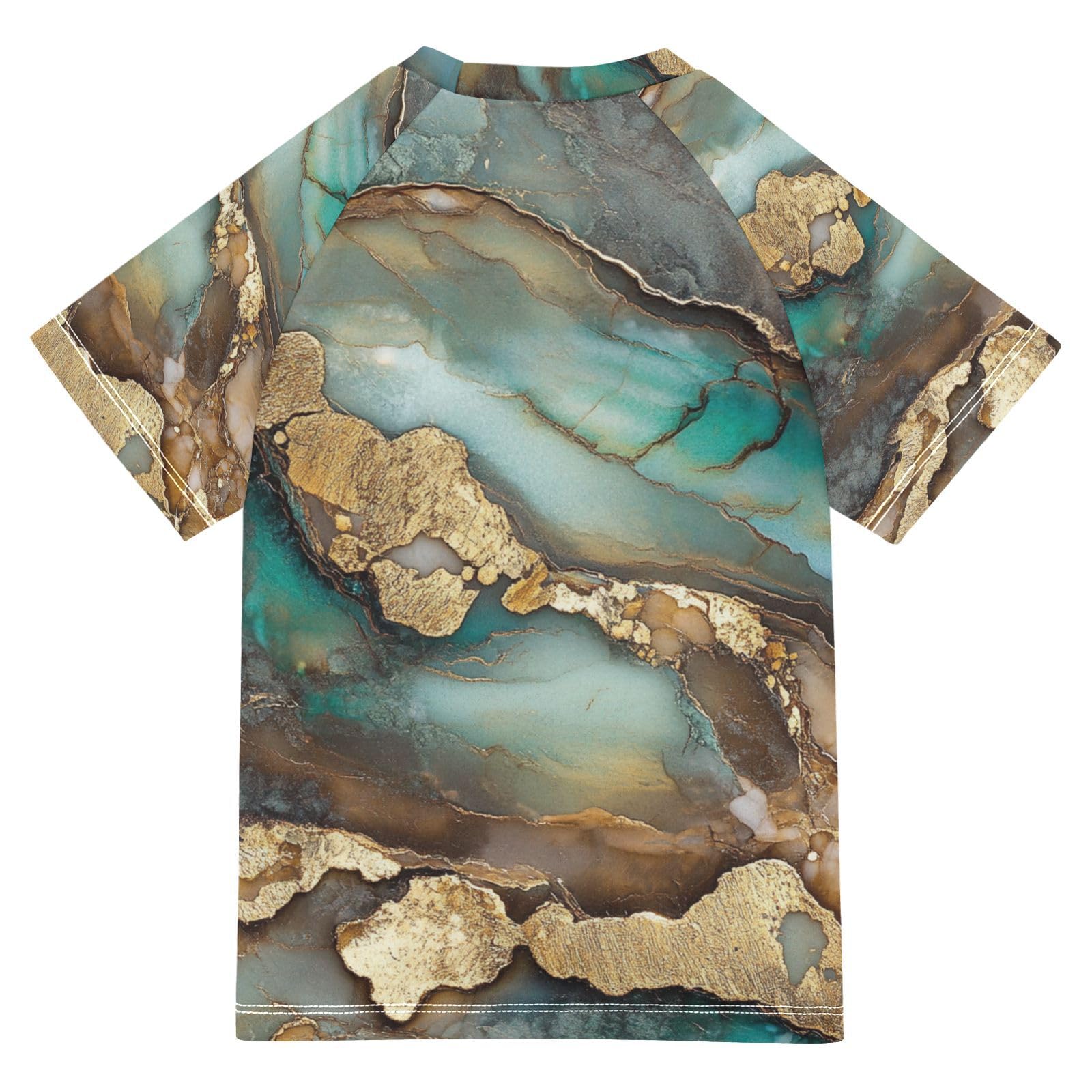 Kids Bathing Suit Short Sleeve Big Girls Swimsuit 11T Marble Brown