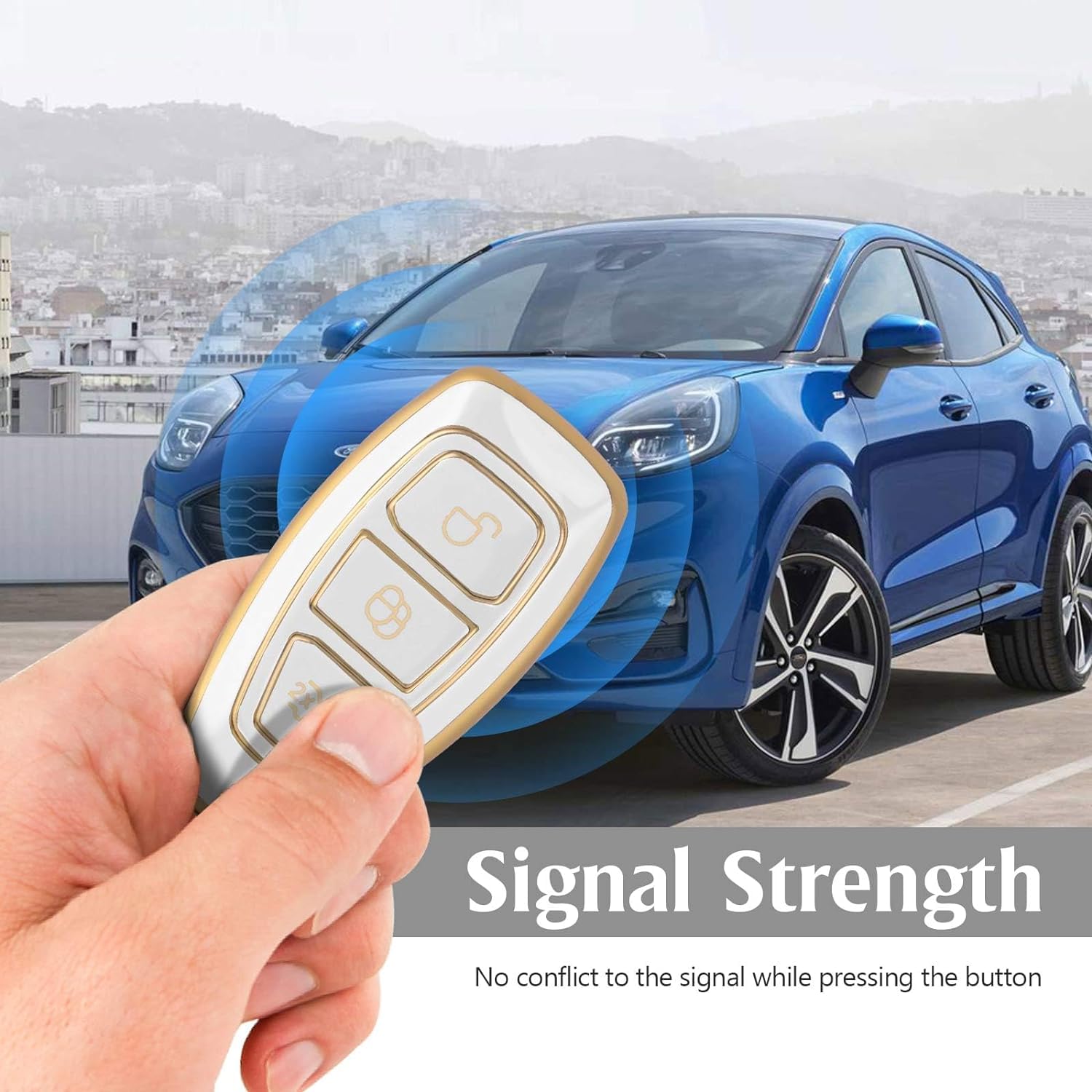 Copriportachiavi In TPU Con Portachiavi Per Ford Kuga MK3 2019-2024 (3 Colori, Grigio) - Z.MYUKI