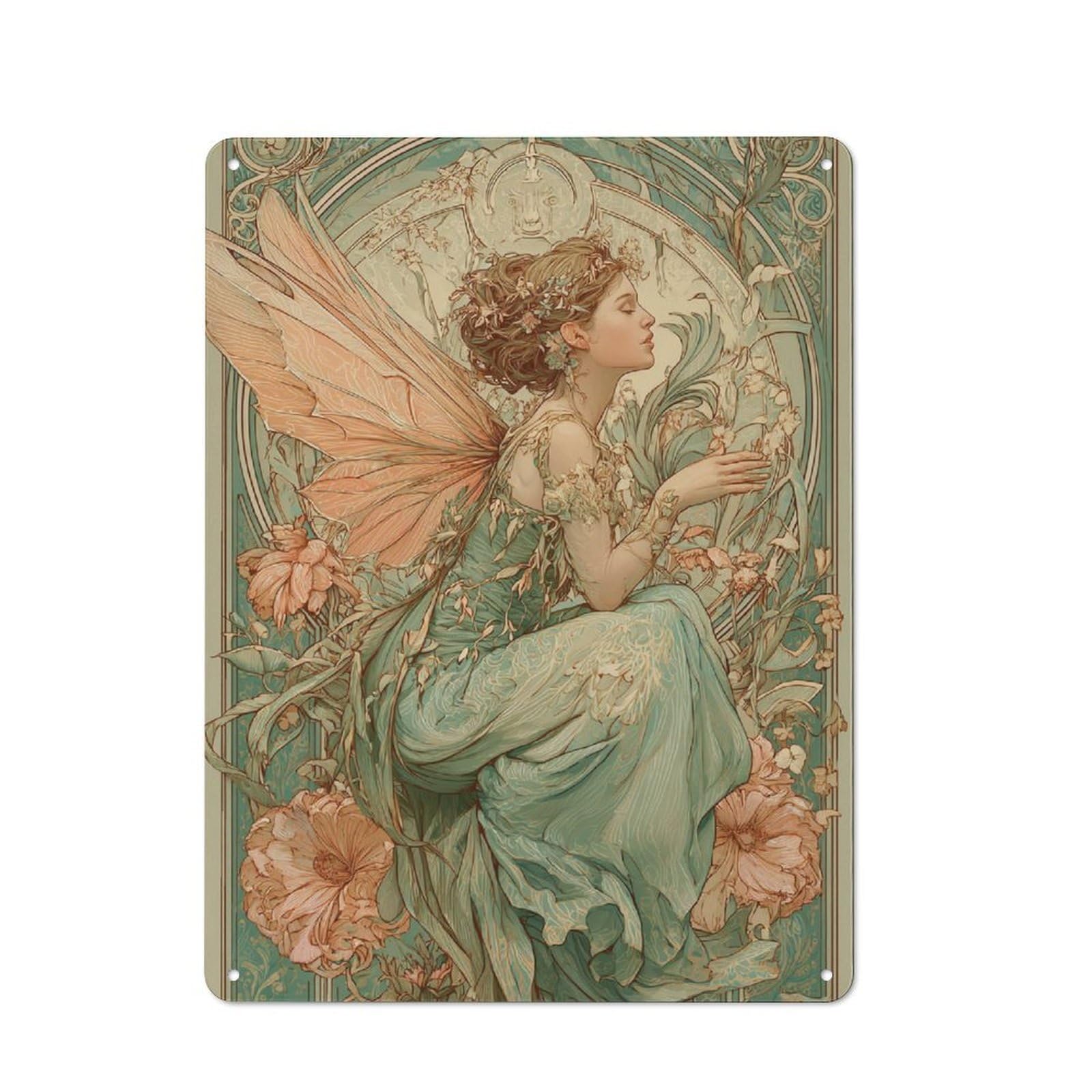 Junmoney Enchanted Floral Beauty Tin Wall Plaque 40X30cm With For Bar Or Restaurant, Autumn Wall Decor For Hospitality Decor Collectors