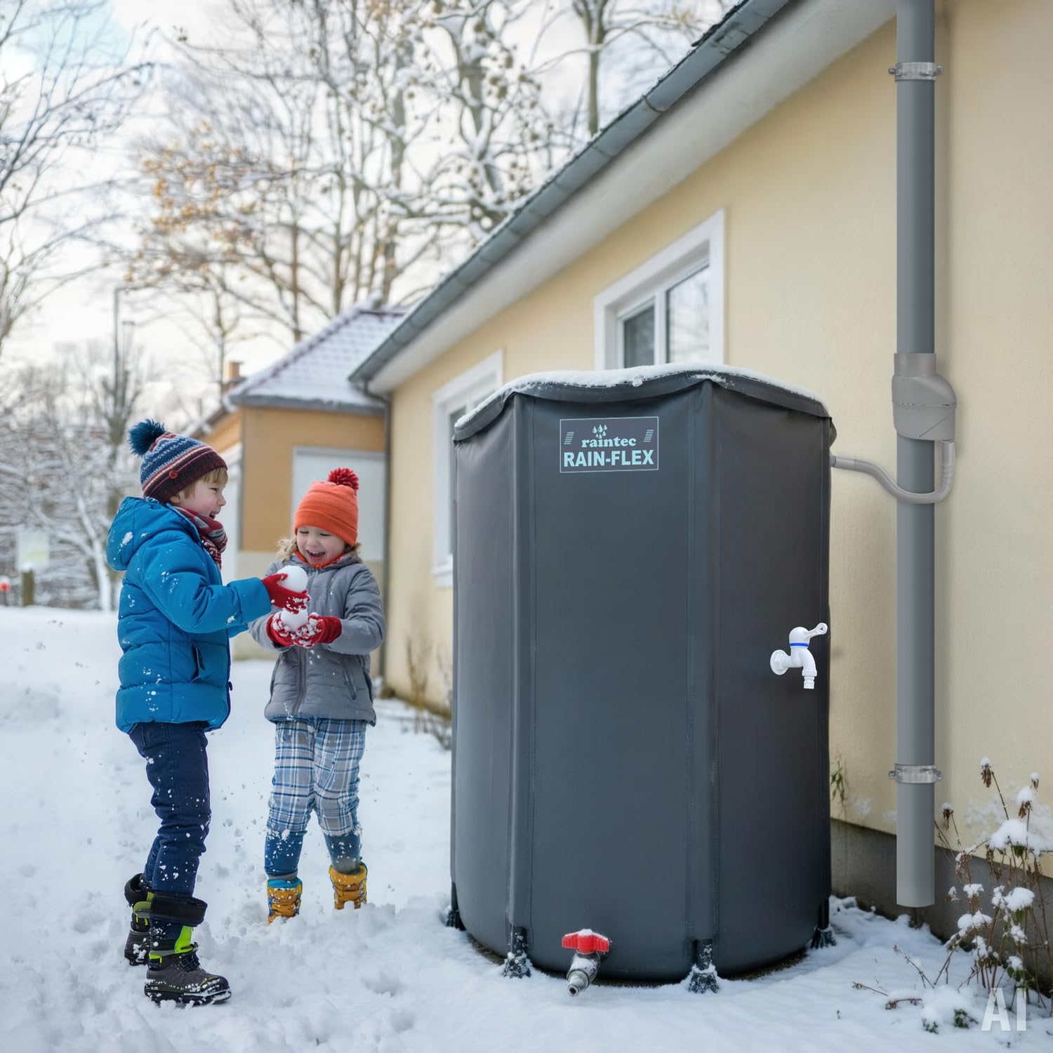 Rain-Flex 1100 l składany zbiornik na wodę 1100 l, antracytowo-szary, zbiornik na wodę, zbiornik na wodę deszczową 1100 l, zbiornik na wodę deszczową z kranem, zbiornik na wodę do ogrodu