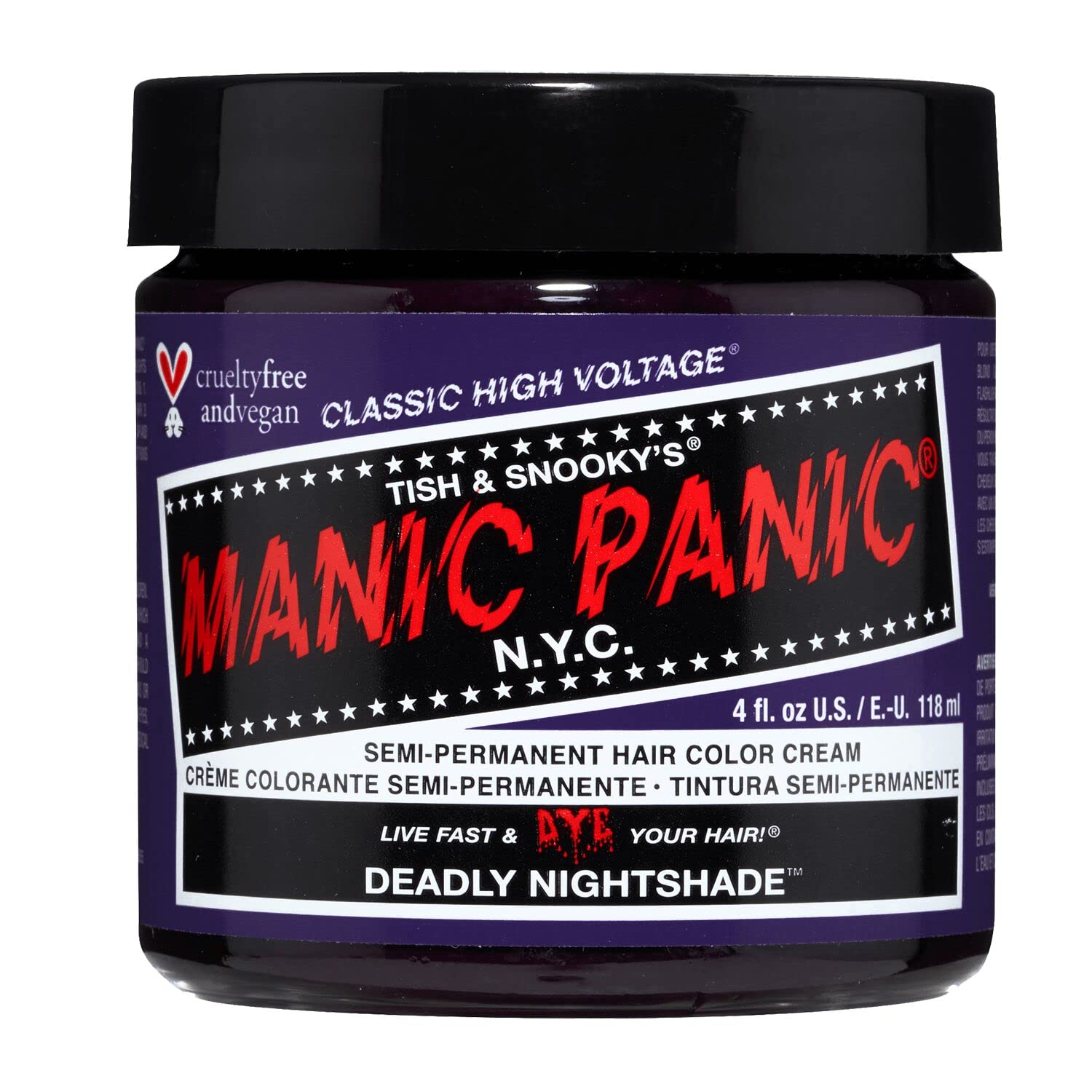 Manic Panic Semi Permanent Purple Hair Dye, Deadly Nightshade, 4 oz