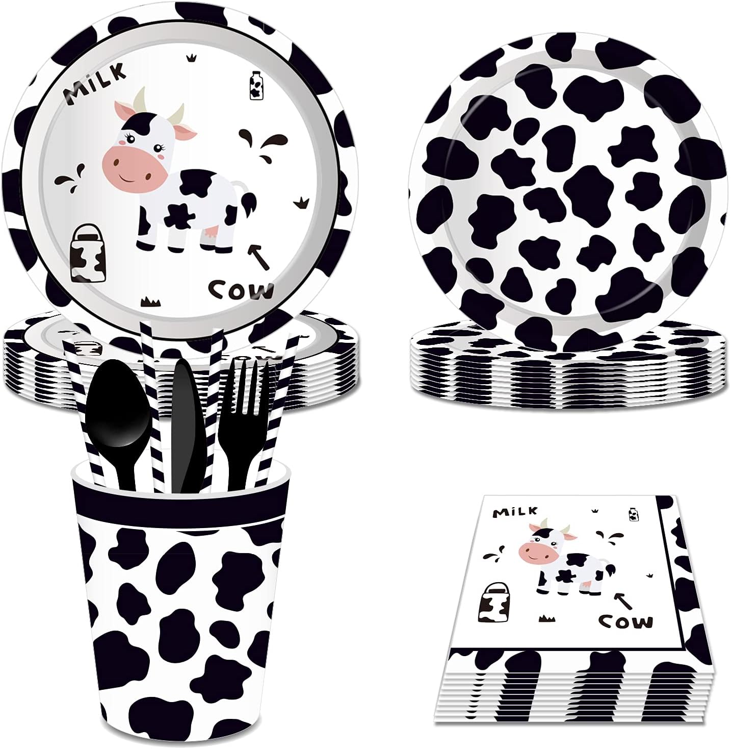 QYCX 89 Pcs Cow Party Supplies Cow Party Decorations Includes Cow