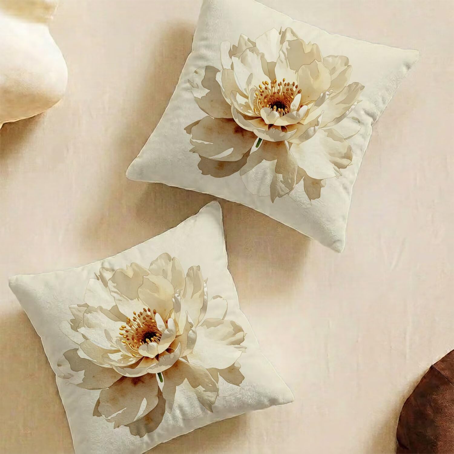 Housse de coussin fleur en velours doux pour canapé inconfortable