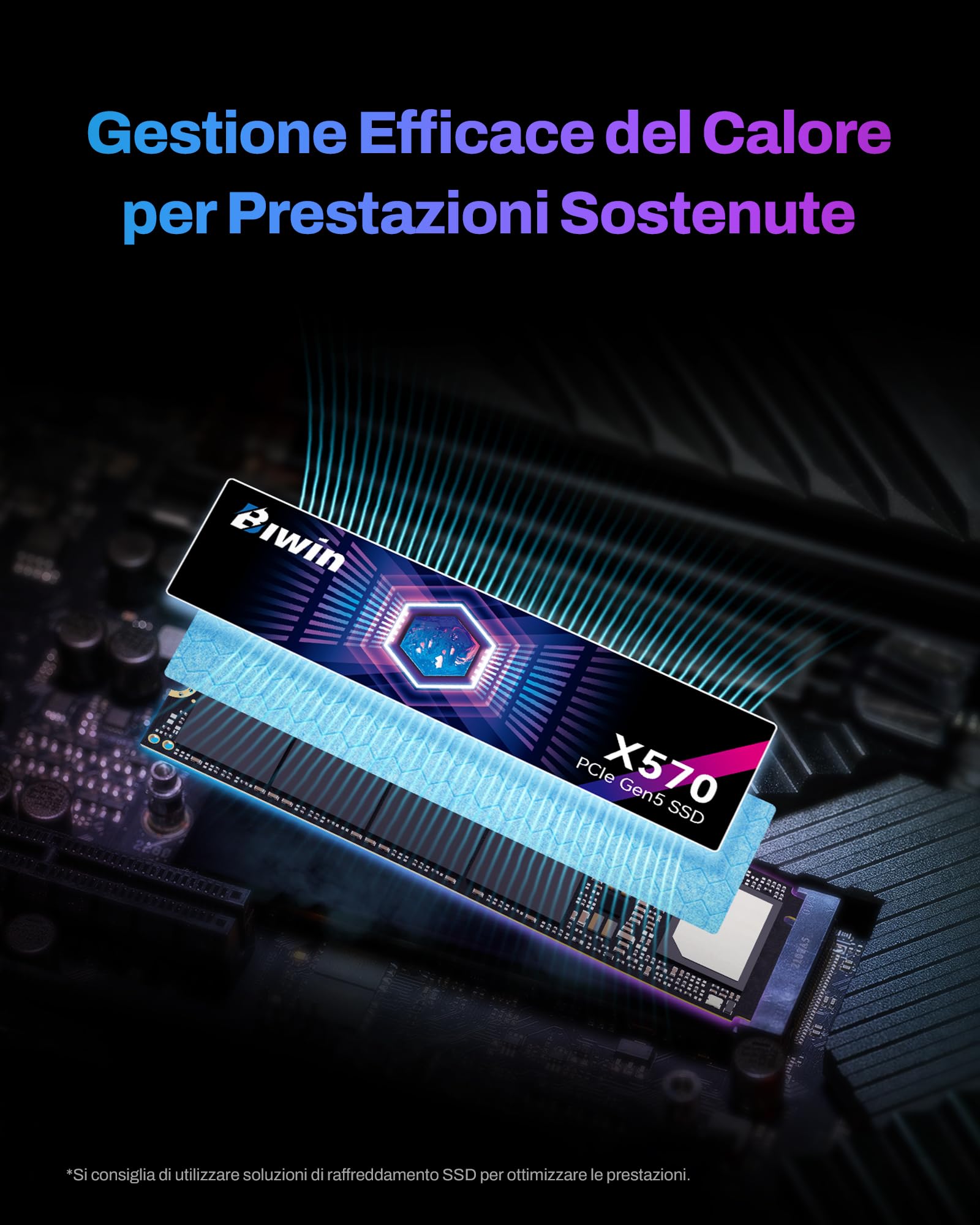 BIWIN Black Opal X570 Gen5 SSD da gioco 1TB - fino a 14000 MB/s di lettura - M.2 2280 NVMe PCIe 5.0 con 3D TLC NAND - Disco interno professionale per laptop e desktop