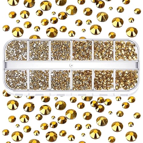 2050 diamantes de imitación de cristal con parte trasera plana para uñas, manualidades, cristales transparentes con purpurina, gemas redondas con