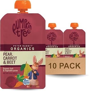 Peter Rabbit Organics Pear, Carrot & Beet Baby Food Pouches - USDA Organic, Non-GMO, 4.4oz Pack of 10