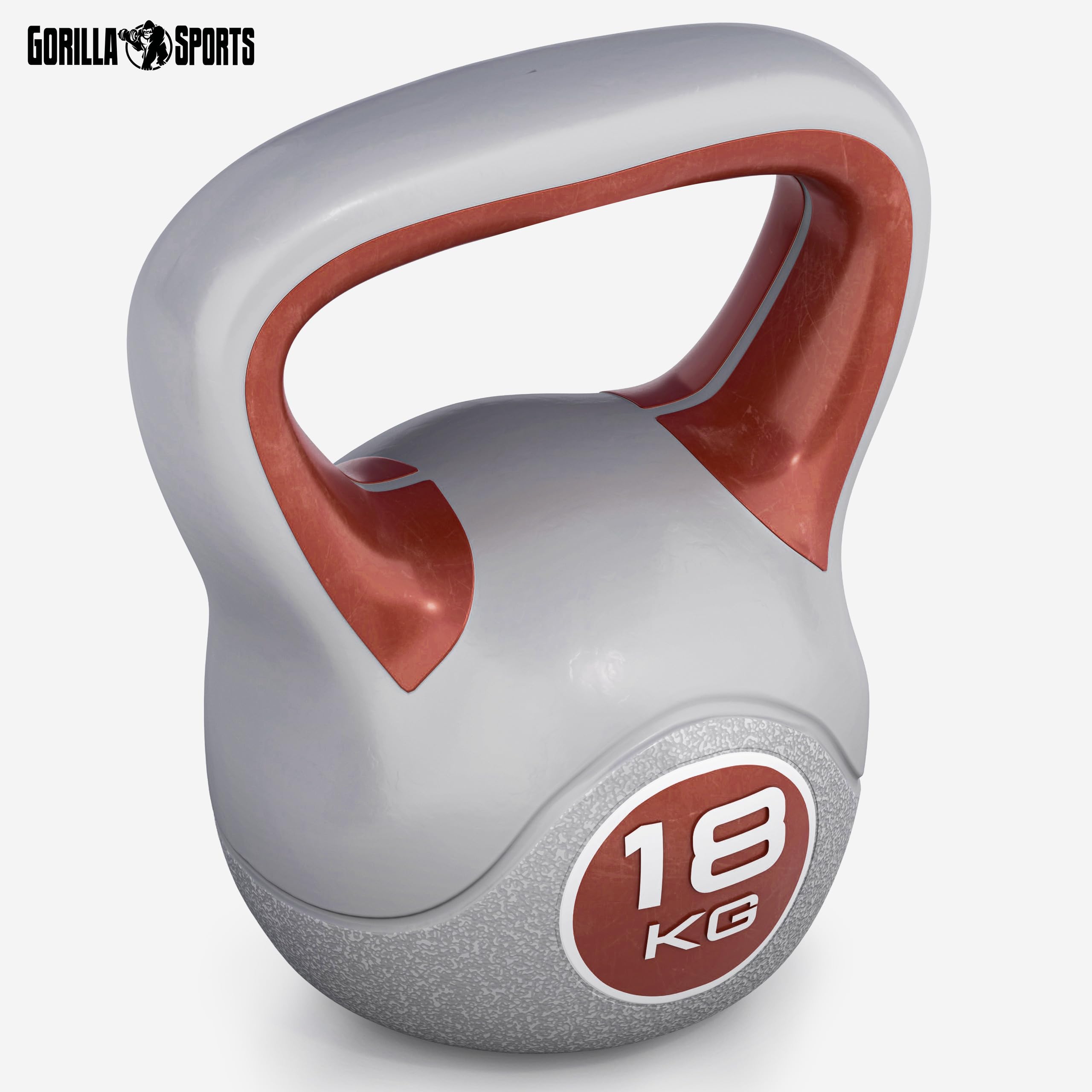 GORILLA SPORTS® Pesa Rusa - Kettlebell 2-20 kg, Revestimiento de Plástico, Antideslizante, Base Plana, Manejo Cómodo - Plastic Kettlebell, Pesas Gimnasio en Casa, Entrenamiento