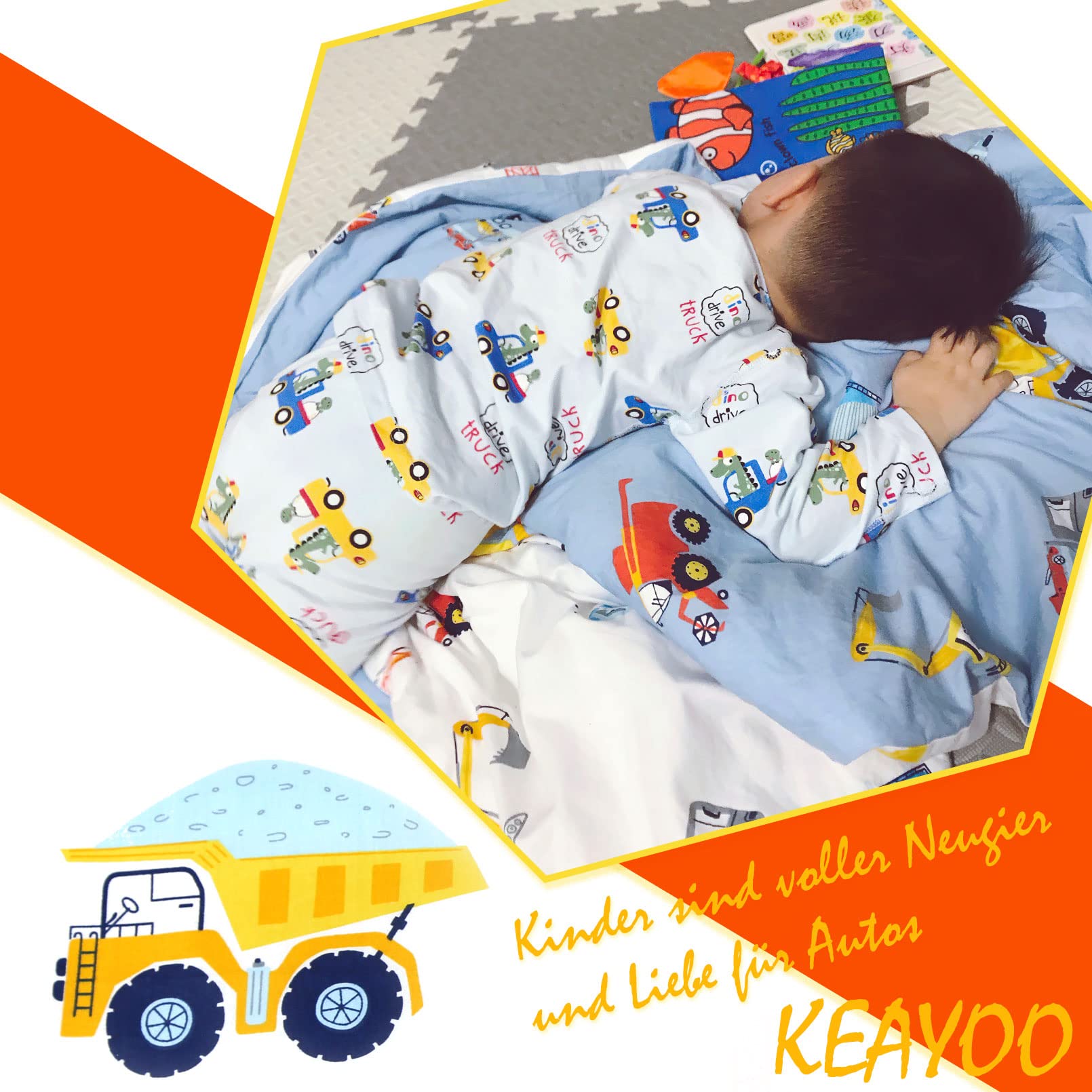 KEAYOO Kinderbettwäsche 135 x 200 cm, Baumwollbettwäsche für Kinder Mädchen Jungen mit Reißverschluss 135 x 200 cm 80 x 80 cm 2-teilig