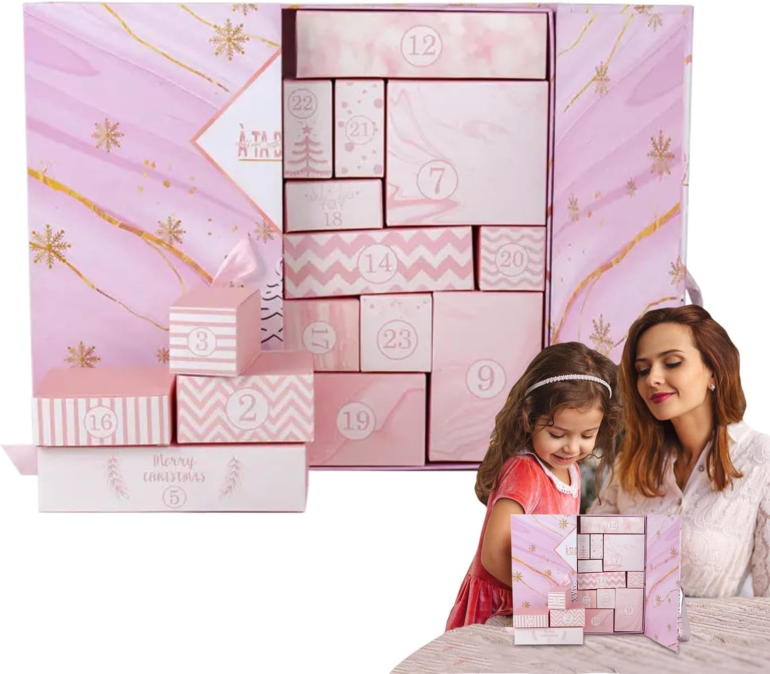 Countdown Calendar, Christmas Countdown Calendar, Interesting Countdown Box, Holiday Countdown Calendar, High Strength Calendars Toys with Christmas Elements for Family, Friends, Children