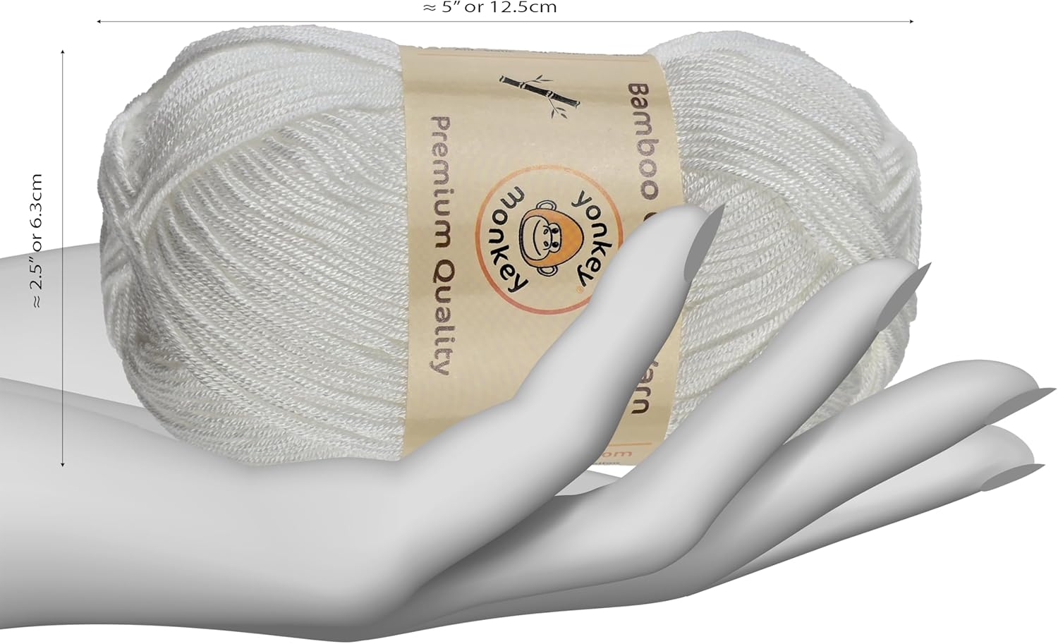 10-Pack of Yonkey Monkey 500 Grams Yarn - 70% Rayon derived from Bamboo, 30% Cotton - Imported - White 9013