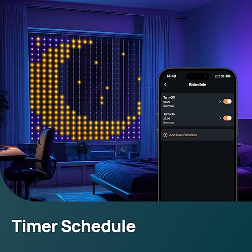 Miniatura 7 de Linkind Cortina de luces inteligentes de Navidad, control de aplicación, pantalla GIF con patrón AI, funciona con Alexa Google Home, 400 luces LED