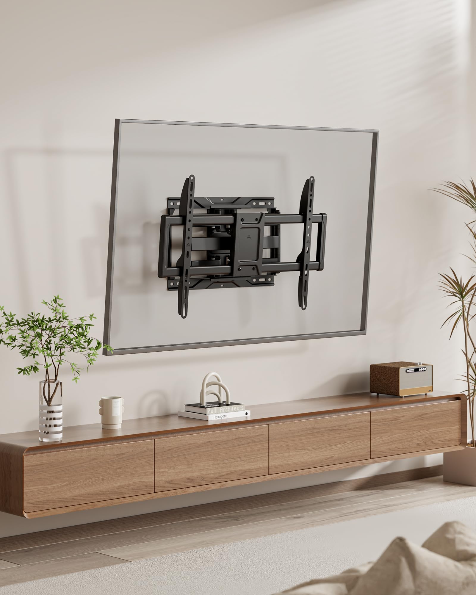monTEK Support TV Mural à Mouvement Complet pour Écrans de 37 à 90 Pouces | Orientable et Inclinable, Bras Television Articulé et Stable, Fixation TV Extra-Robuste, Charge Max 75kg, Max VESA 600x400mm
