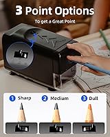 Vista 3 de Zmol Sacapuntas eléctrico para aula, sacapuntas de alta resistencia para lápices de colores, parada automática súper afilada y rápida, sacapuntas