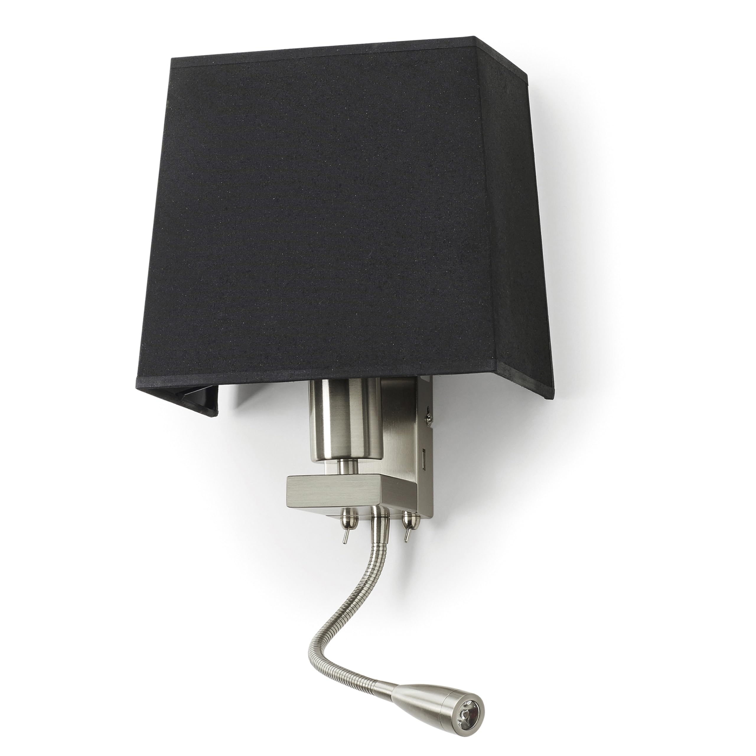 EXO lighting - apliques pared dormitorio FIRENZE - lampara lectura pared - IP20 E27 - lampara pared dormitorio - 60W+LED 3W - aplique mesita de noche pared con USB - aplique con interruptor