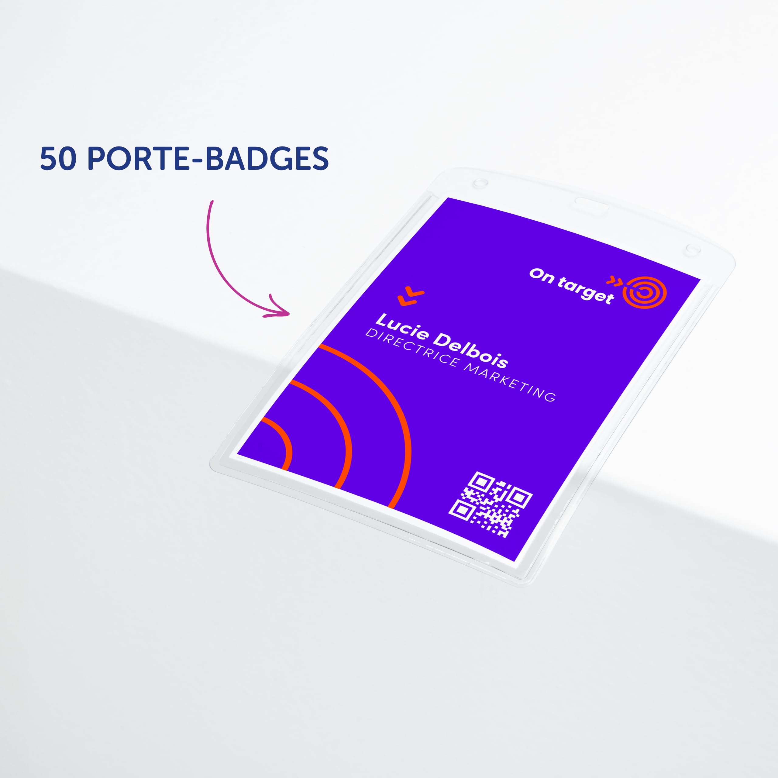AVERY – 50 Pochettes Porte-Badges Format A6 en Plastique Transparent avec 52 Inserts Microperforés Imprimables – 105 x 148 mm – Compatibles avec Impression Laser et Jet d’Encre