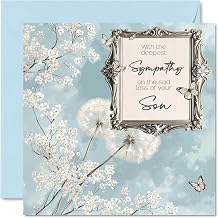Stuff4 Sympathy Cards, Deepest Sympathy Sad Loss Of Your Son Card | Sorry Mourning Bereavement Cards for Adults, 5.7 x 5.7 Inch Condolences Thinking of You Card