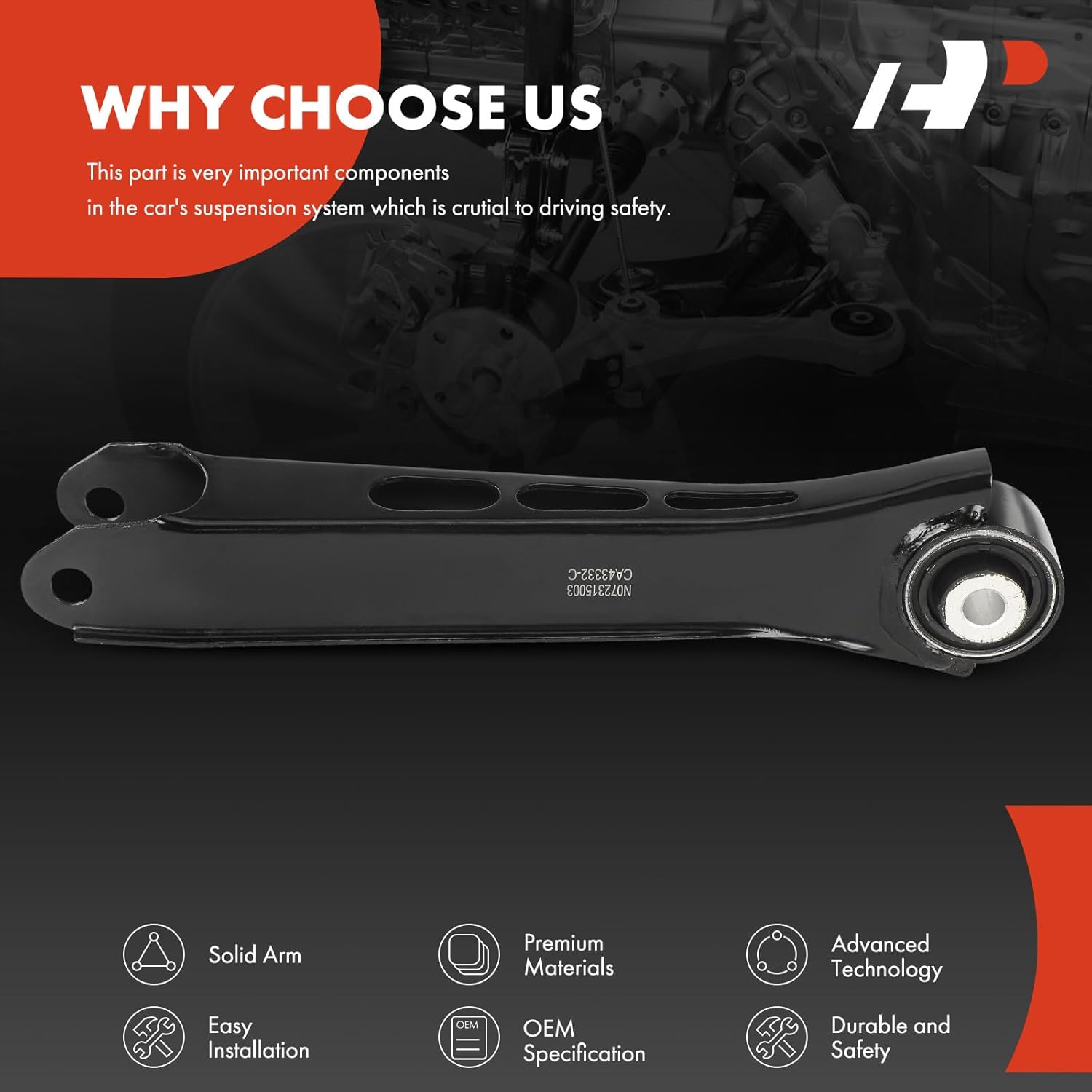 A-Premium Rear Upper Control Arm with Bushing, Compatible with Cadillac CTS 2014-2019, ATS 2014-2019