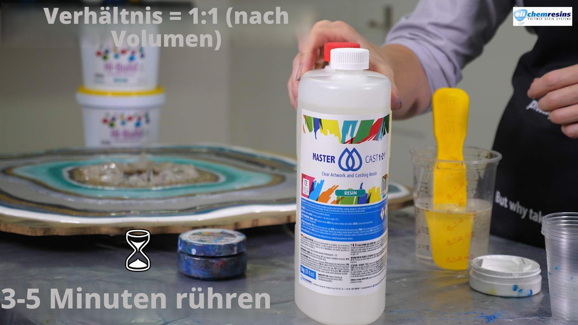 MASTERCAST 1-2-1 Epoxidharz mit Härter Set zum Gießen 4k g für Fluid-Painting | glasklar und UV stabilisiert | Clear Epoxy Casting Pouring Resin