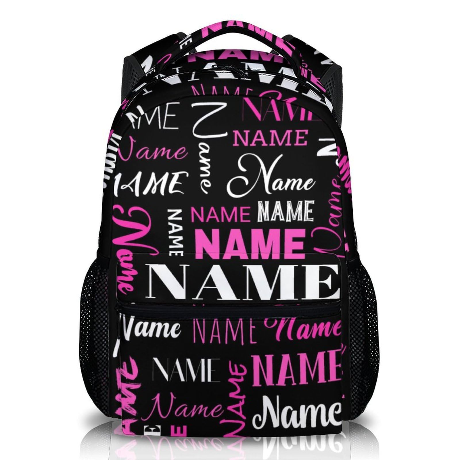 PAKKITOP School Backpack for Kids - Personalized Backpacks with Name for Boys Girls - 17" Large Capacity Black Bookbag for Children, Custom School