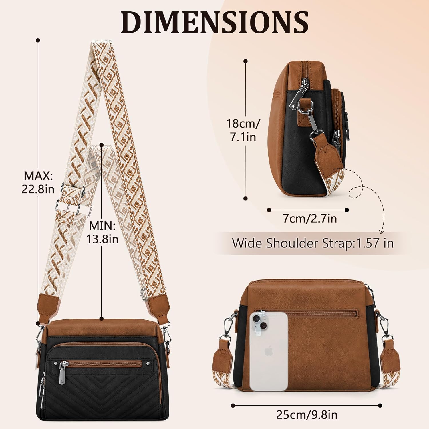 Crossbody Bags for Women, Small Cross Body Purses, Leather Women’s Crossbody Handbag with Built in Wallet - Image 5