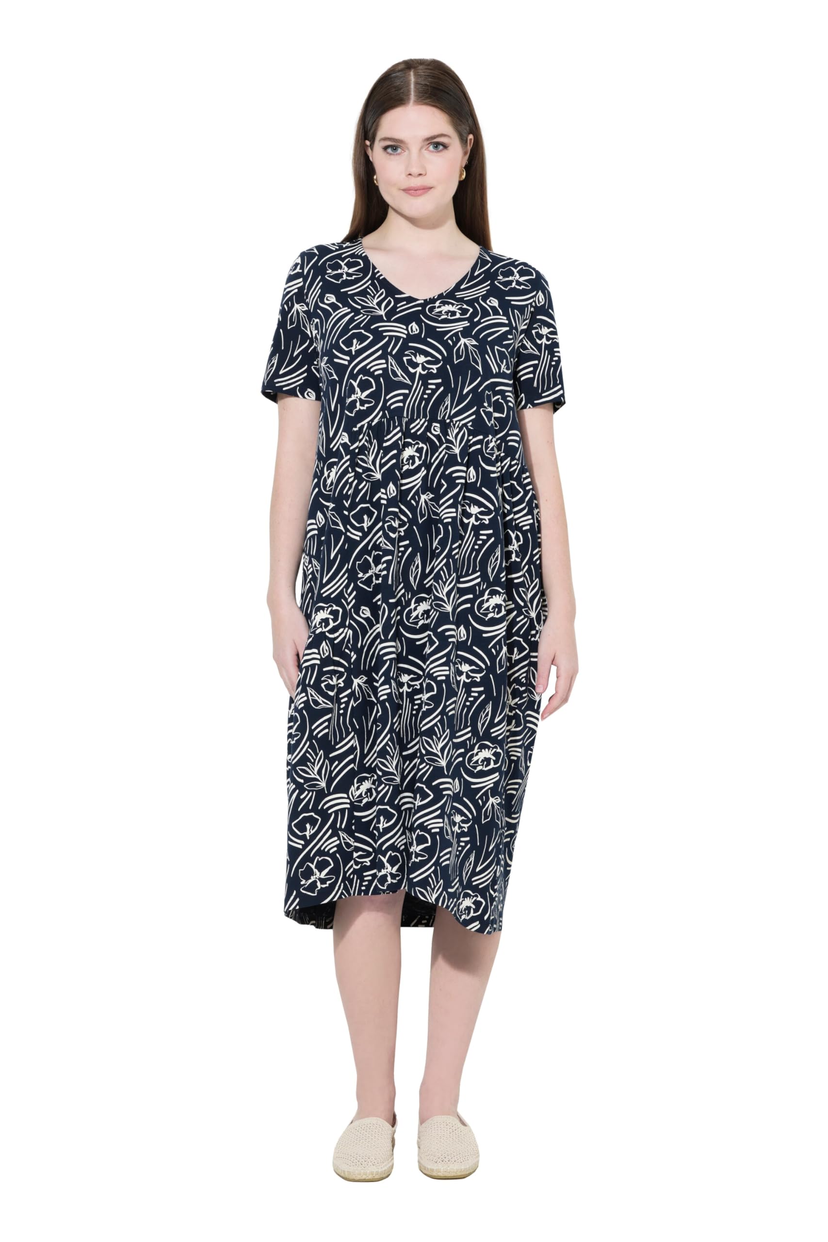 Ulla Popken Damen Dress Scribble Flower Print Dress