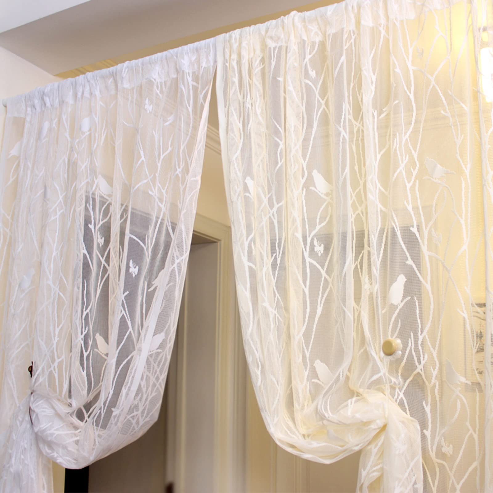 Rideau semi-transparent anti vis-à-vis en dentelle pour bloquer les regards