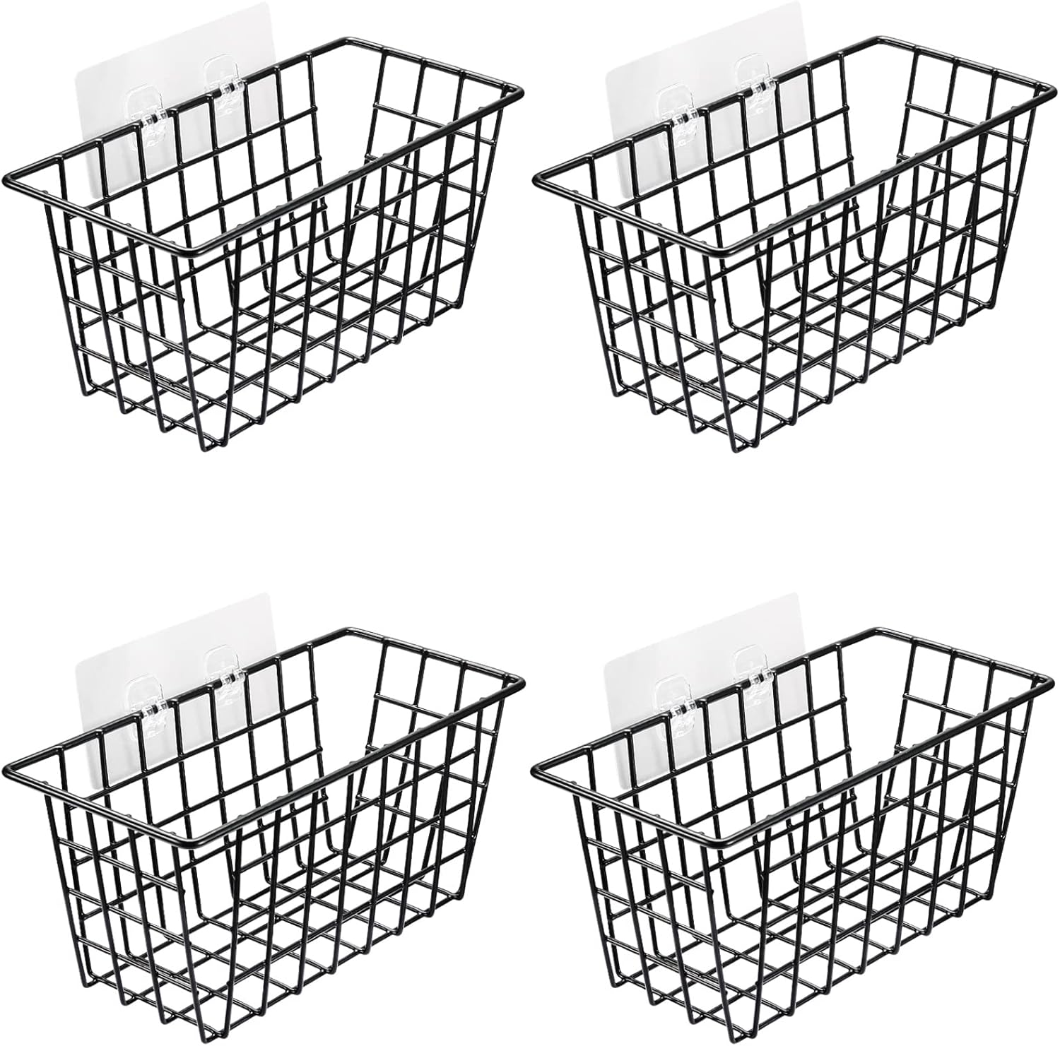 Orgneas 4 Packs Hanging Wall Baskets with Adhesive, Over the Door Organizer