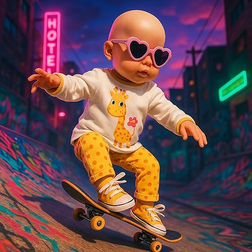 Miniatura 3 de Miunana Adorable juego de 4 piezas de ropa de muñeca de bebé de 15 pulgadas, lentes de sol rosados + parte superior blanca + pantalones y zapatos