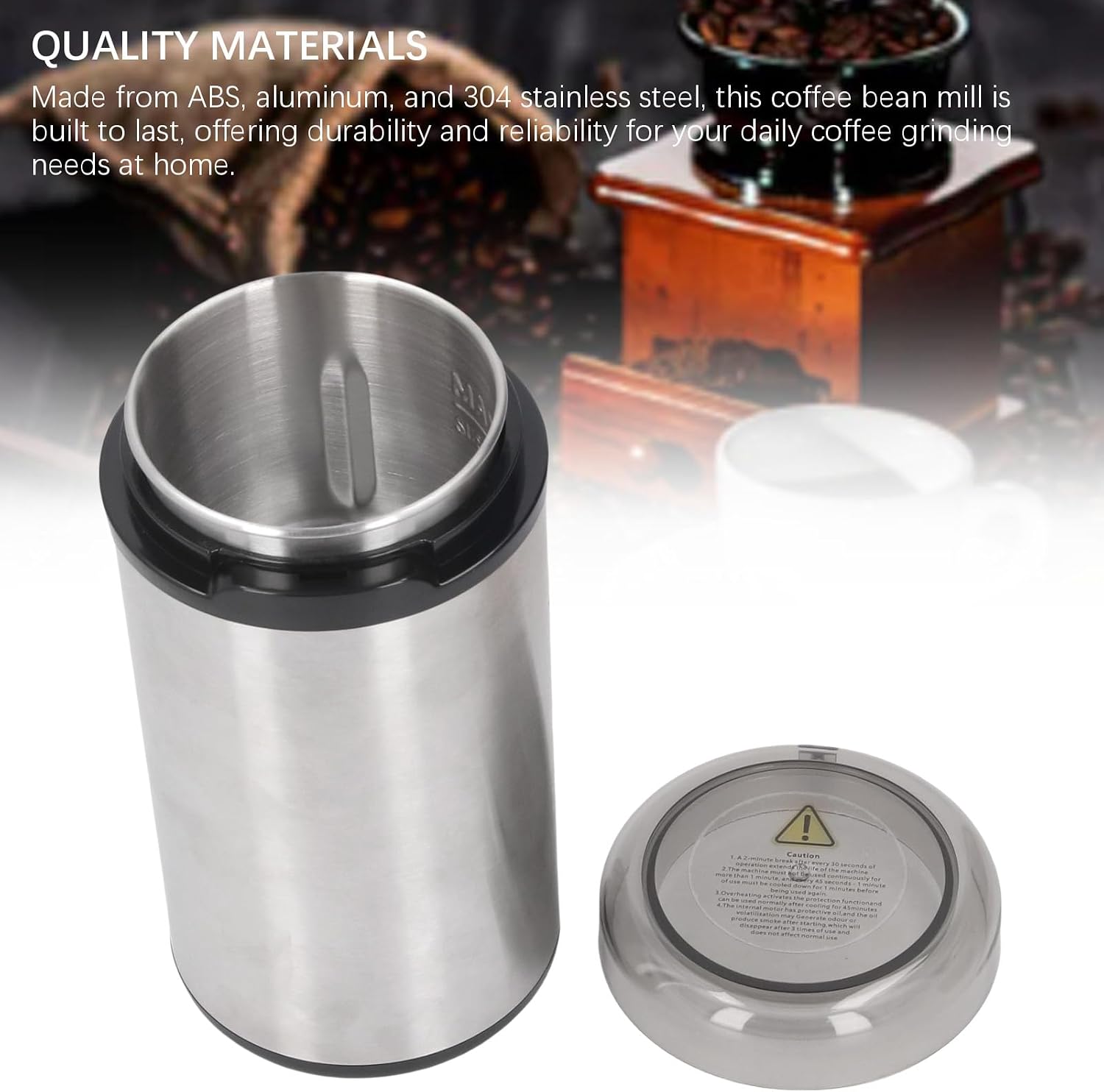 Yosoo Stainless Steel Electric Coffee Grinder with Powerful 200W Motor, Transparent Lid for Home Use, Coffee Grounder
