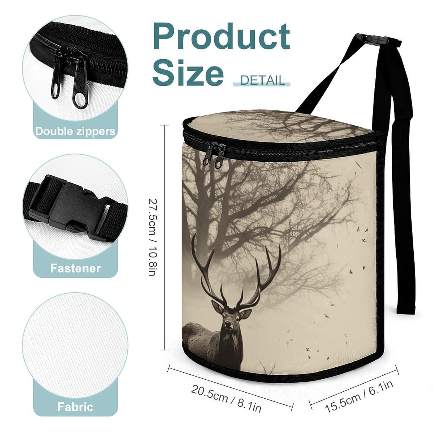 Hanging Car Trash Bag Abstract Tree Elk Picture Printed Car Garbage Storage Bag Leakproof Car Trash Can Portable Garbage Storage Bags