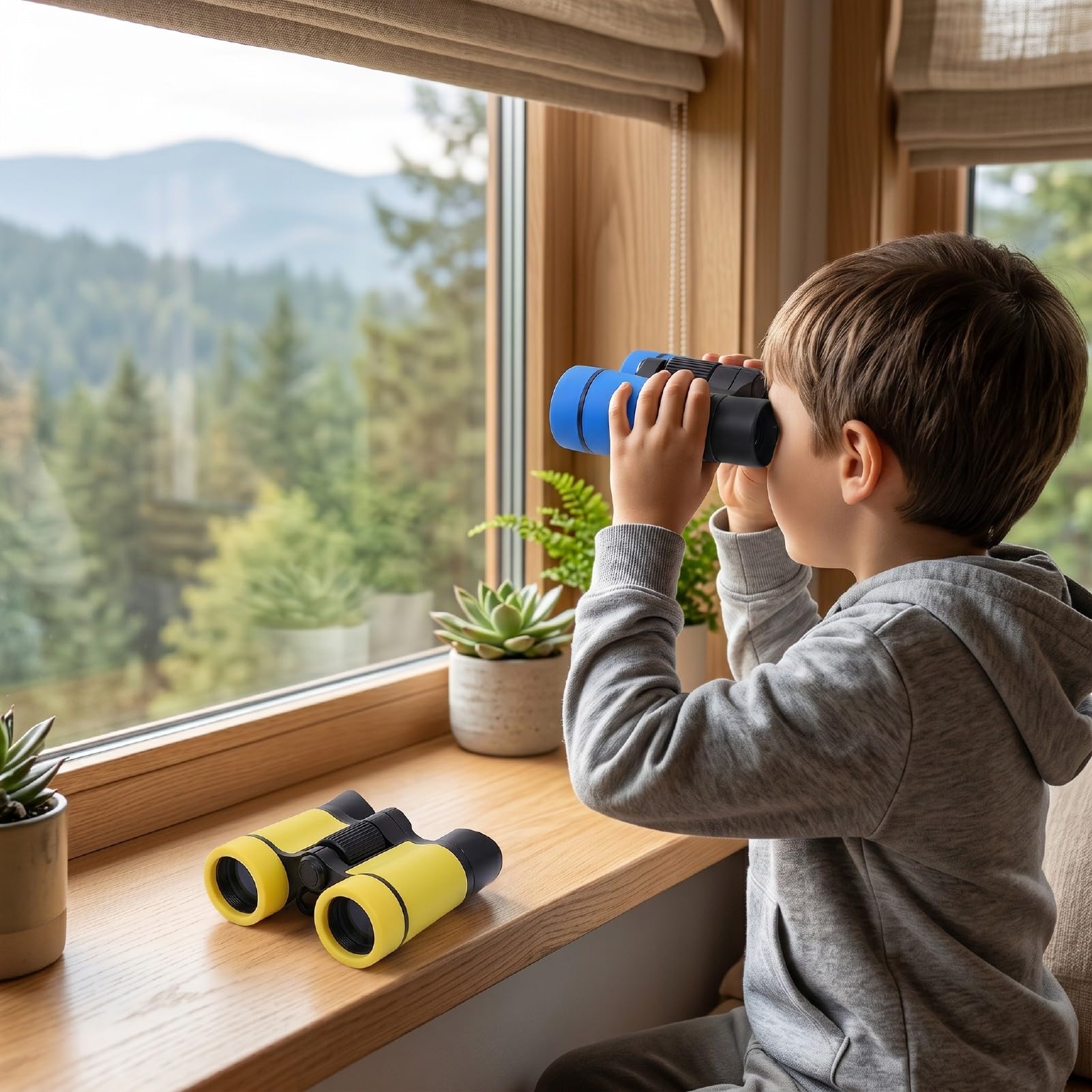 Cuifati Binocolo per Bambini 8 Pezzi, Strumento di Osservazione Esterno Pieghevole con Ingrandimento 4x con Design Adatto Ai Bambini per attività di Campeggio in Classe di Birdwatching