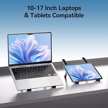 ICE COOREL Portable Laptop Stand, Foldable Laptop Riser for Desk, 6-Level Adjustable Ergonomic Computer Stand, Premium Aluminum Alloy Notebook Holder Compatible with 10-17 Inch Laptops & Tablets