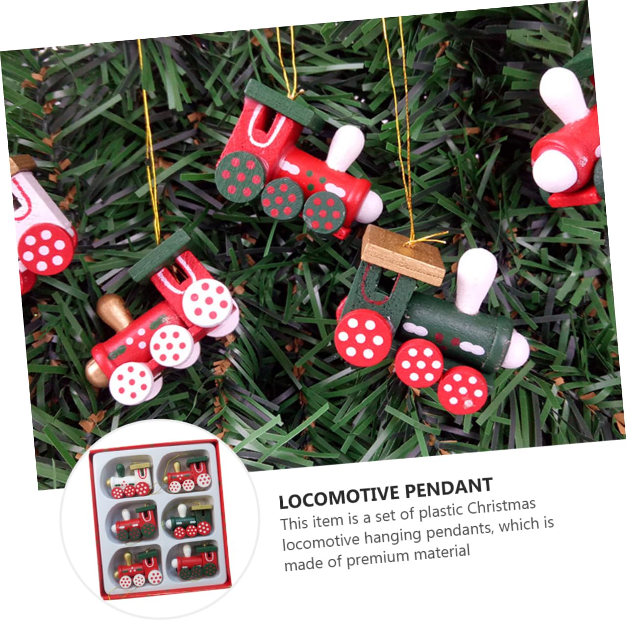 Colgantes Navideños De Madera Locomotora 13x11 Cm, Decoración del Árbol De Navidad, Juego De 12 Piezas para Ambiente Festivo