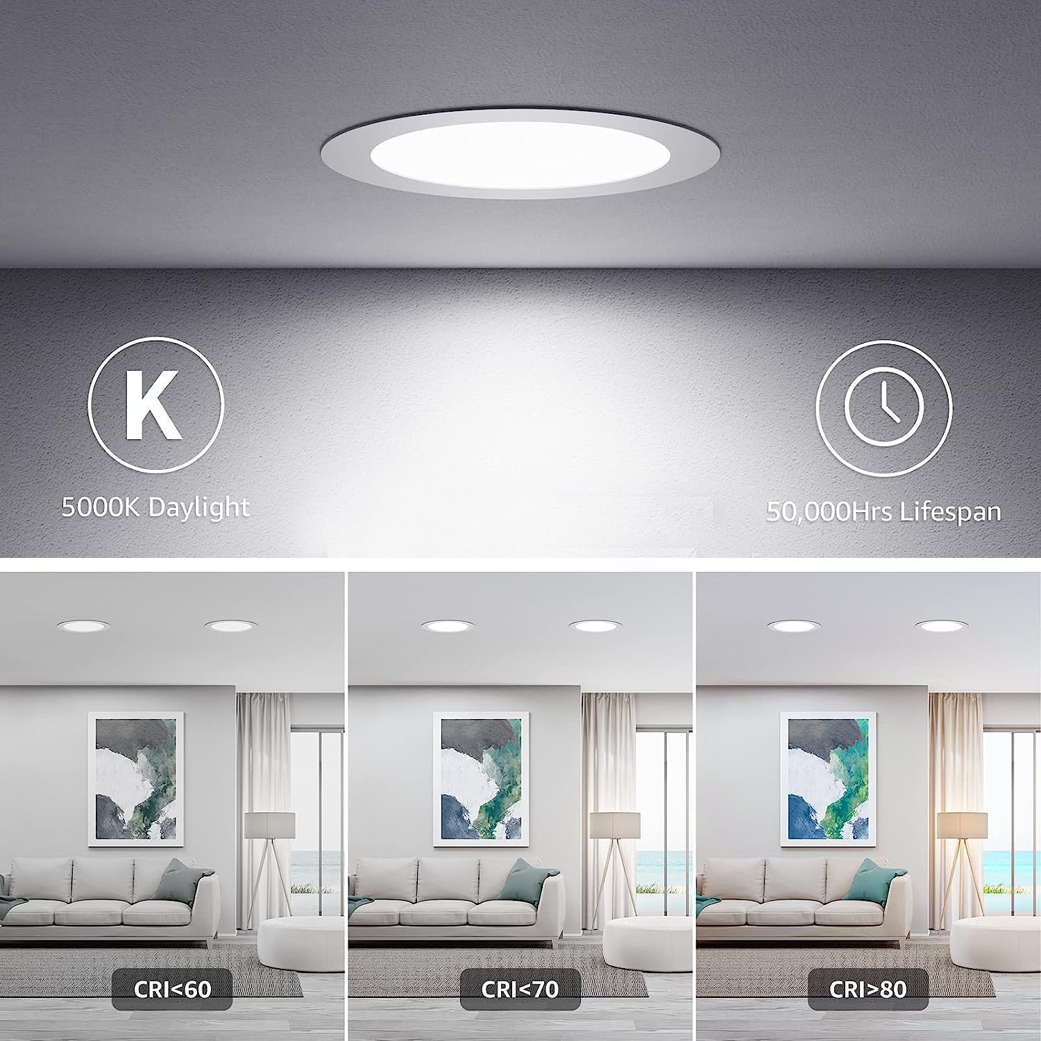 24-Pack 4 Inch LED Recessed Ceiling Lights with Junction Box, 5000K Daylight 9W 800LM Ultra-Thin Canless Downlight for Kitchen Bathroom Living Room Hallway Office, FCC Certified (4Inch-24Pack)