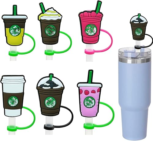 Miniatura 1 de Straw Cover Cap Set of 6, Reusable Silicone Straw Topper Compatible with Stanley 30 oz 40 oz Tumbler, 7-8mm Straw Tip Covers for Water Cups