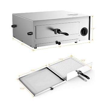 Costway Electric Oven, Stainless Steel Baker with Auto Shut-Off, Handle, Removable Tray, Countertop Pizza Maker for Kitchen & Commercial Use