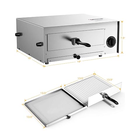 Costway Electric Oven, Stainless Steel Baker with Auto Shut-Off, Handle, Removable Tray, Countertop Pizza Maker for Kitchen & Commercial Use