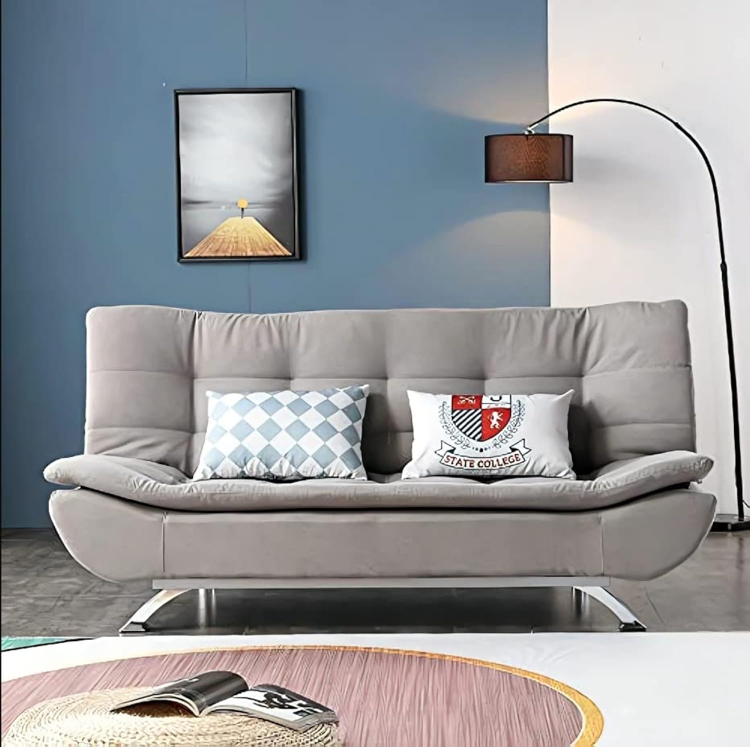 Good Luck Furniture Factory LLC Living Room Sofa Simple Design Sofa Bed Fabric Sofa Bed- Grey