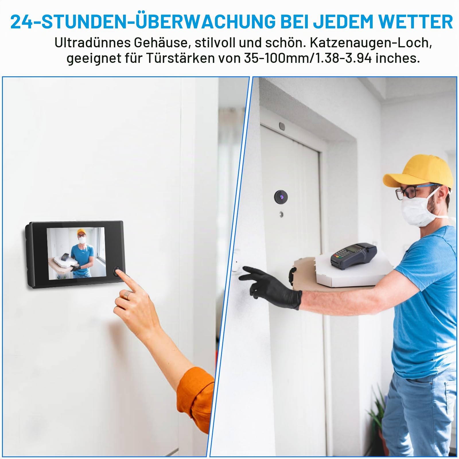 Nikou Digitaler Türspion Kamera, 3,5-Zoll-LCD Elektronische Guckloch-Kamera, 1MP 120-Grad Türklingel Türspion Katzenaugenloch 24 Stunden Überwachung, Ohne Nachtsicht, für Türdicke von 35-100mm