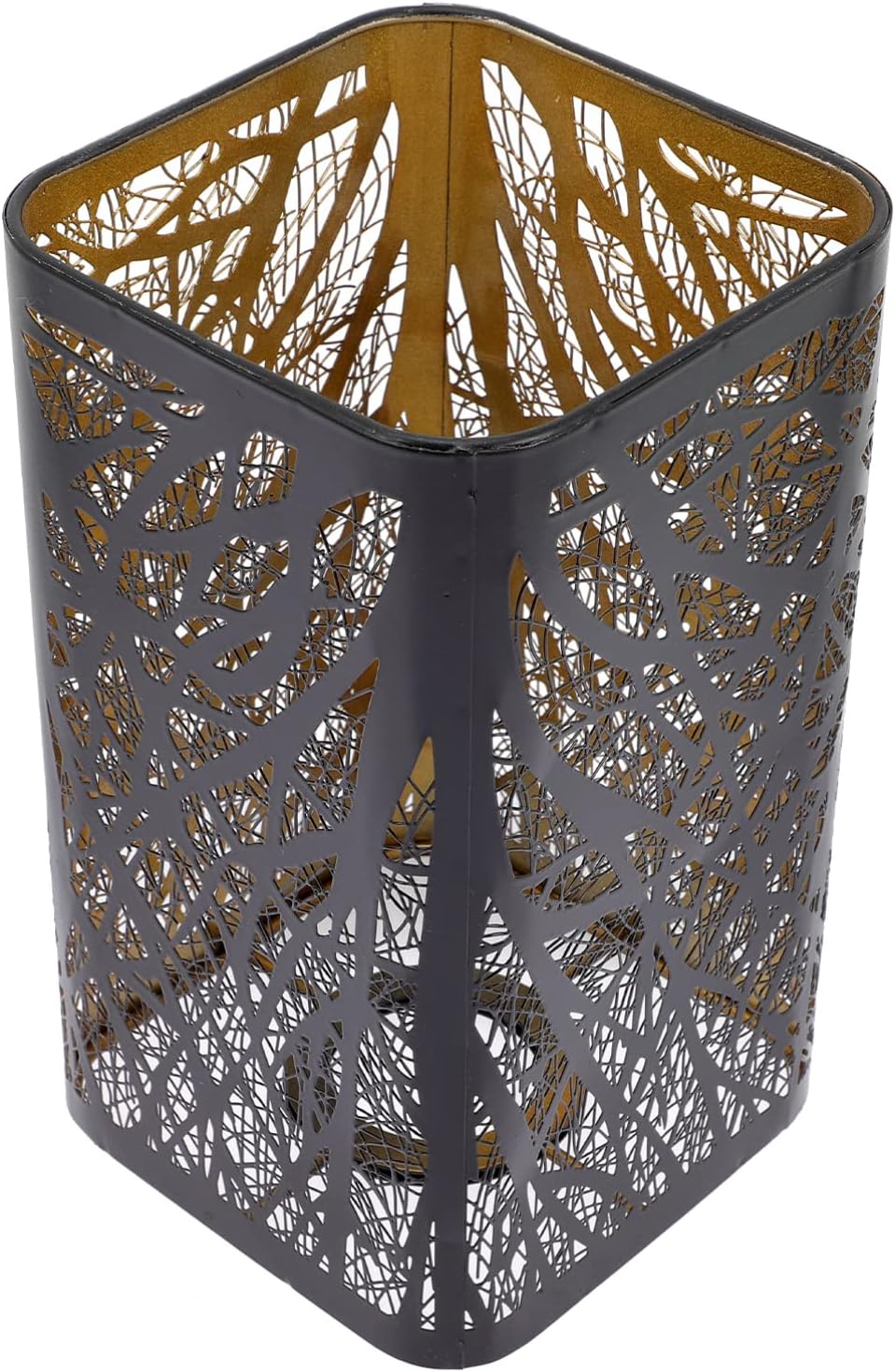 KALLORY Wrought Iron Lamp Shade Square Decorative Hollow Etched Metal Lampshade for Pendant Table Floor and Ceiling Lights Soft Light Filter for Home and Party Use