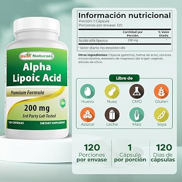 Best Naturals Alpha Lipoic Acid 200 Mg 120 Capsules