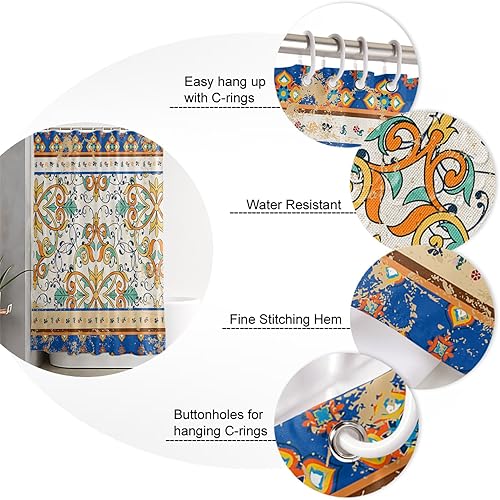 Miniatura 5 de Boho Geometric Shower Curtain, Southwest American Indian Print Waterproof Washable Boho Funny Cute Shower Curtains Set for Bathroom Farmhouse