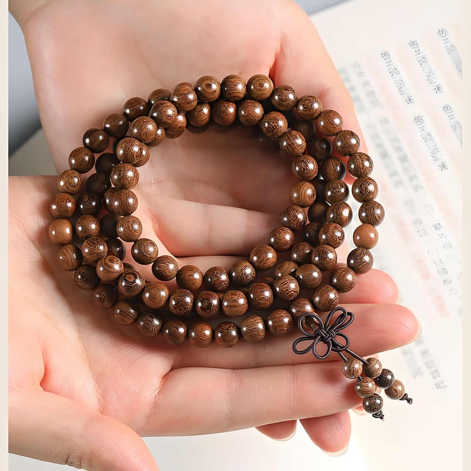 Zen Dear Unisex Natural Silkwood Tibetan Buddhism Meditation Prayer Bead Necklace Japa Mala Beads Bracelets - Image 3