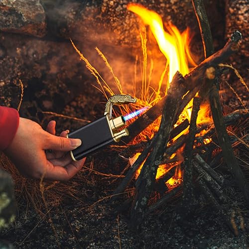 Miniatura 6 de Encendedor de cocodrilo 2022, soplete de cocodrilo de doble fuego, resistente al viento, encendedores de butano con llama de chorro genial,