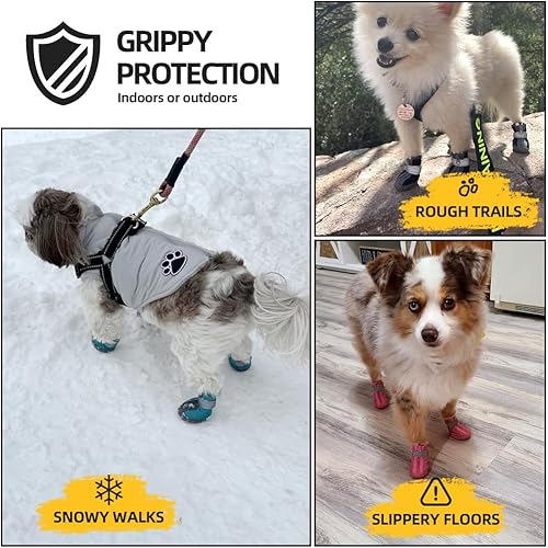 Miniatura 2 de Zapatos para perros pequeños, botas impermeables para perros pequeños, protectores de patas para caminar al aire libre, zapatos para cachorros con