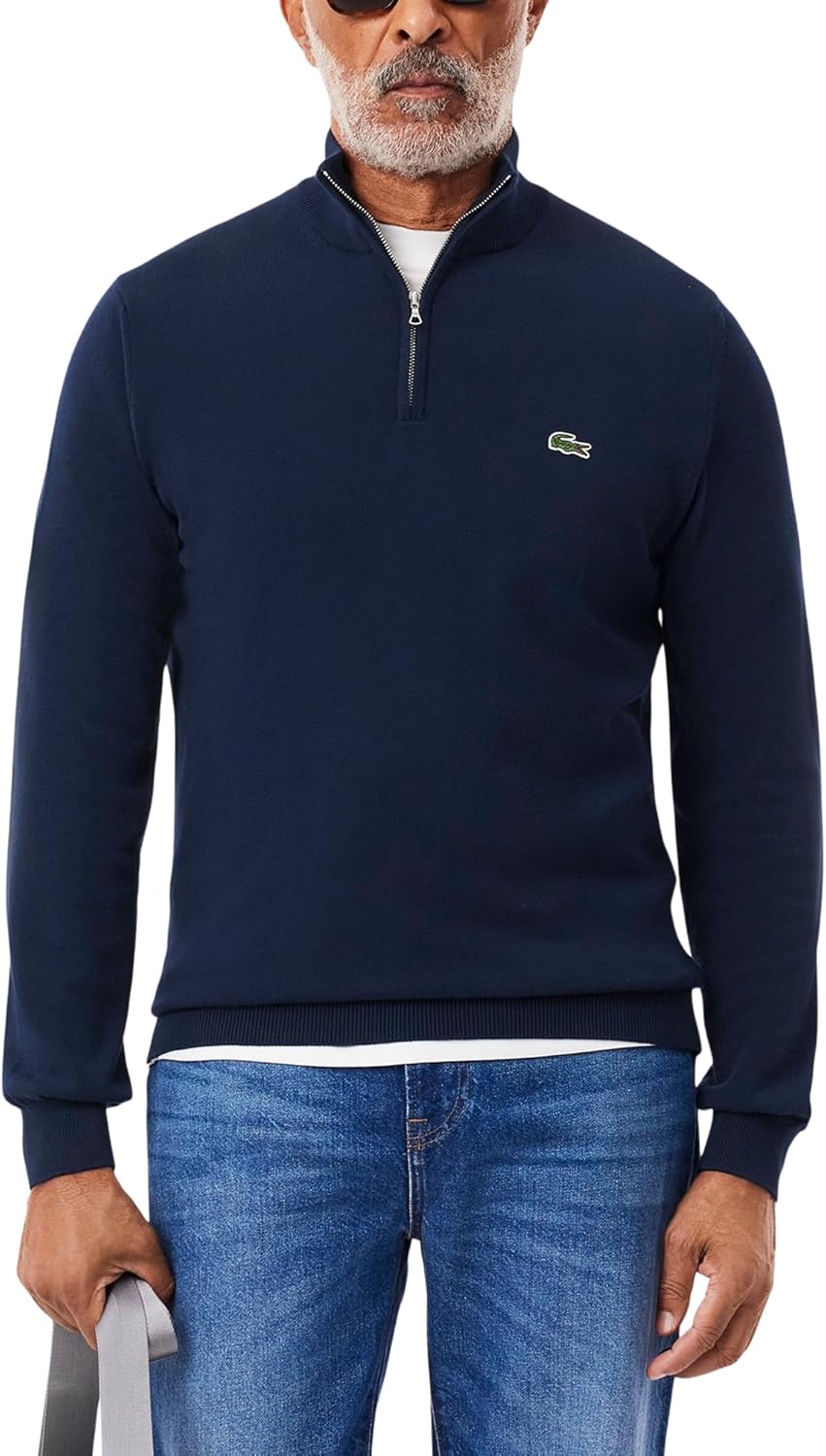 Lacoste Mens Long Sleeve Quarter-Zip High Neck Sweater